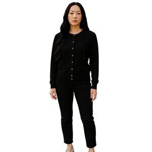 NOBLE Cardigans Sweater Button Front Crew Neck Cotton Womens Small